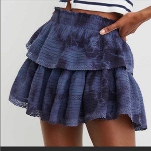 Aerie Rock ‘N’ Ruffle Mini Skirt Blue Tie Dye